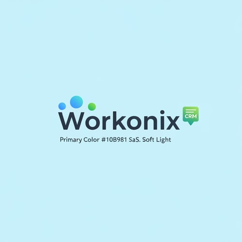 AI Design for hey create a logo image of this content Logo name - Workonix
Primary Color: #2563EB (Cool Blue)
Accent Color: #10B981 (Fresh Green)
Background: #F8FAFC (Soft Light)
Font Suggestion: Inter or Poppins
Overall Feel: Clean, modern, and SaaS-focused with gradients and rounded components.
add icon of crm