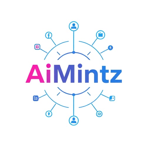 AI Design for hey create a logo image of (AiMintz) with the technology icons