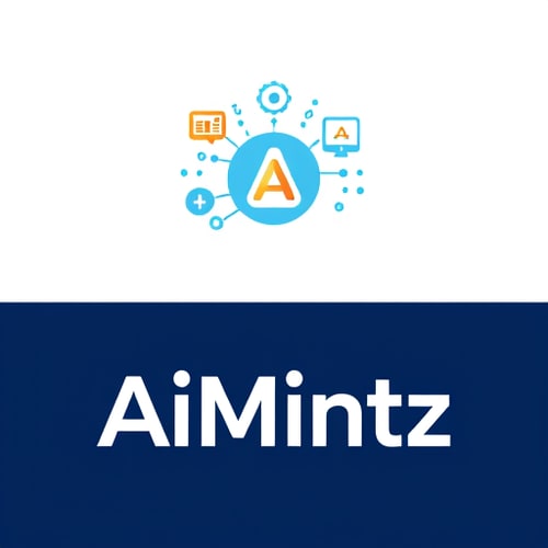 AI Design for hey create a logo image of (AiMintz) with the technology icons