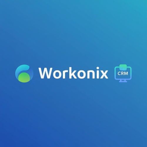 AI Design for hey create a logo image of this content Logo name - Workonix
Primary Color: #2563EB (Cool Blue)
Accent Color: #10B981 (Fresh Green)
Background: #F8FAFC (Soft Light)
Font Suggestion: Inter or Poppins
Overall Feel: Clean, modern, and SaaS-focused with gradients and rounded components.
add icon of crm