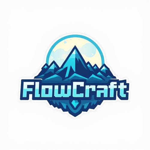 AI Design for so the server name is FlowCraft we are a geopl server themed with A moon in a logo minecraft theme