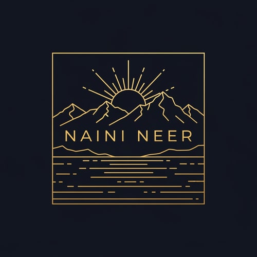AI Design for “Design a luxury SQUARE logo for NAINI NEER using only thin gold line art.
Inside the square, draw minimal outlines of a calm lake, mountain peaks, and a rising sun using elegant gold linework on a dark navy background.
Place the text NAINI NEER centered inside the square in gold serif typography, perfectly aligned with the illustration.
Style should feel premium, modern, and exclusive. No gradients, no tagline.”