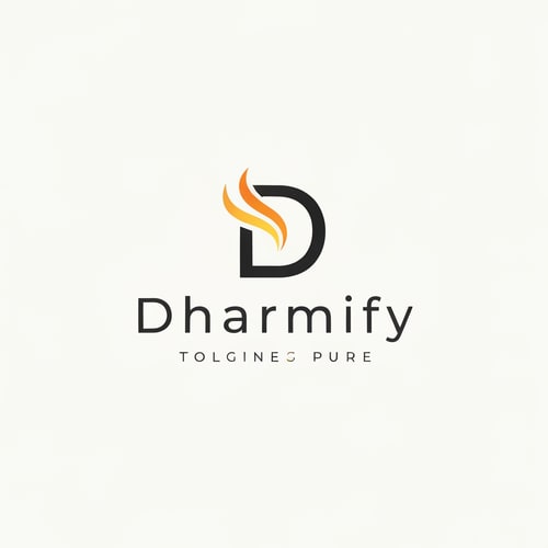 AI Design for Use the letter D as a glowing emblem. The top curve opens slightly like light escaping, showing awareness spreading. “Dharmify” follows in clean lowercase with balanced spacing—modern and pure.