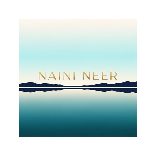 AI Design for “Design a minimal luxury SQUARE logo for NAINI NEER.
Inside the square, divide the composition with a horizon line showing a tranquil lake at the bottom and a soft sky gradient at the top. Add a subtle mountain silhouette along the horizon. Use a clean flat-vector style with teal, navy, and soft gold accents.
Place the text NAINI NEER centered across the middle, aligned with the horizon line, using elegant modern serif typography. Keep the design minimal, balanced, and premium. No tagline.”