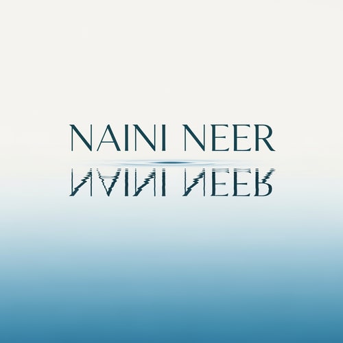 AI Design for “Create an elegant modern logo for NAINI NEER where the text ‘NAINI NEER’ sits above a calm reflective lake. Show a soft mirror reflection of the letters on the water using a gentle blue gradient. Add very subtle wave distortion for realism. Keep the design minimal, airy, and clean, using deep navy or teal text. No mountains, no trees—just typography and water reflection in a premium style.”