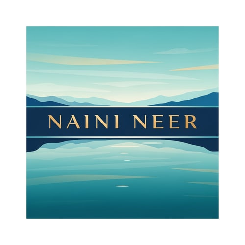 AI Design for “Design a minimal luxury SQUARE logo for NAINI NEER.
Inside the square, divide the composition with a horizon line showing a tranquil lake at the bottom and a soft sky gradient at the top. Add a subtle mountain silhouette along the horizon. Use a clean flat-vector style with teal, navy, and soft gold accents.
Place the text NAINI NEER centered across the middle, aligned with the horizon line, using elegant modern serif typography. Keep the design minimal, balanced, and premium. No tagline.”