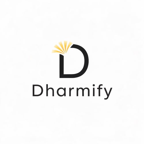 AI Design for Use the letter D as a glowing emblem. The top curve opens slightly like light escaping, showing awareness spreading. “Dharmify” follows in clean lowercase with balanced spacing—modern and pure.