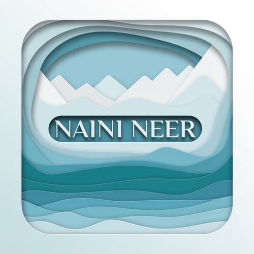 AI Design for “Create a paper-cut art style SQUARE logo for NAINI NEER.
Use layered 3D paper shapes to form a calm lake at the bottom, mountain shapes above, and sky gradient behind.
Each layer should have soft shadows to create depth.
Place the text NAINI NEER in the center layer, slightly elevated, using clean modern serif typography.
Soft color palette: teal, sky blue, soft white. No tagline.”