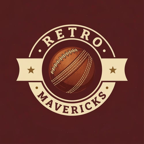 AI Design for Design a retro-style cricket team logo for “RETRO MAVERICKS”.
Main element: a vintage leather cricket ball with stitching.
Design a circular badge with old-school typography.
Color palette: maroon, cream, gold.
Add subtle textures for retro feel but keep modern sharpness.
Clean vector finish, no background.