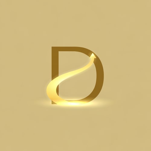 AI Design for A minimal curved golden path winding upward into the letter D. It represents the journey from ignorance to awareness through narrative. The path glows faintly, merging tradition with forward motion. Ideal for a clean, aspirational identity.
