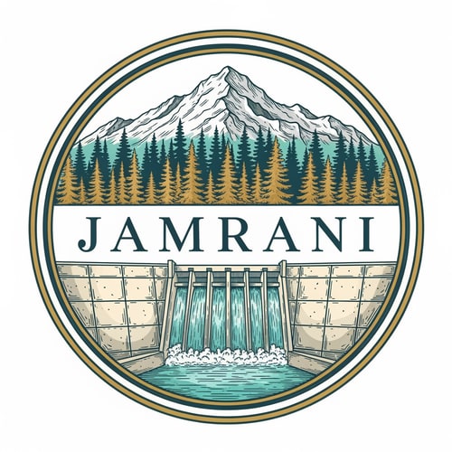 AI Design for “Create a circular premium logo for the brand JAMRANI.
Inside the circle, illustrate a majestic snow mountain, dense pine forest, and a wide geometric dam in the mid-ground. Below the dam, show clean flowing turquoise water.
Use an engraved, vintage-illustration style with soft gold and teal gradients.
Place the brand name JAMRANI in elegant serif lettering across the center, integrated with the illustration but not covering the dam fully.
Add a double gold outer ring with subtle shadows.
Mood: natural, classic, trustworthy spring-water identity.”