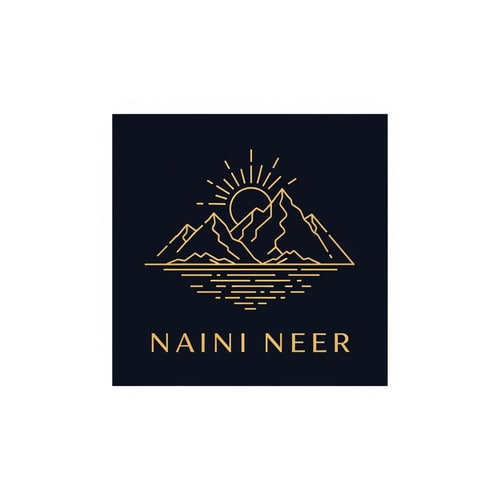 AI Design for “Design a luxury SQUARE logo for NAINI NEER using only thin gold line art.
Inside the square, draw minimal outlines of a calm lake, mountain peaks, and a rising sun using elegant gold linework on a dark navy background.
Place the text NAINI NEER centered inside the square in gold serif typography, perfectly aligned with the illustration.
Style should feel premium, modern, and exclusive. No gradients, no tagline.”