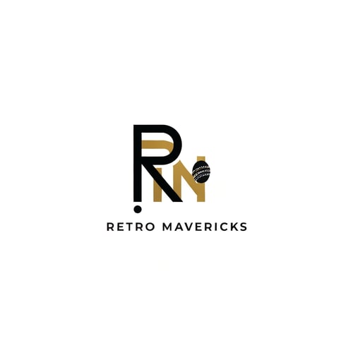 AI Design for Create a minimal premium monogram logo for “RETRO MAVERICKS”.
Use stylized letters “RM” merged into a single geometric mark.
Add a small cricket symbol like a ball or stumps subtly.
Color palette: black, gold, and white.
Modern, luxury, clean vector design. No background.