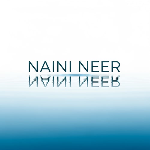 AI Design for “Create an elegant modern logo for NAINI NEER where the text ‘NAINI NEER’ sits above a calm reflective lake. Show a soft mirror reflection of the letters on the water using a gentle blue gradient. Add very subtle wave distortion for realism. Keep the design minimal, airy, and clean, using deep navy or teal text. No mountains, no trees—just typography and water reflection in a premium style.”