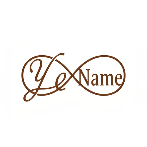 AI Design for Let the tail of y curve back under the name forming a gentle infinity loop. It expresses endless wisdom and continuity of dharma through stories.