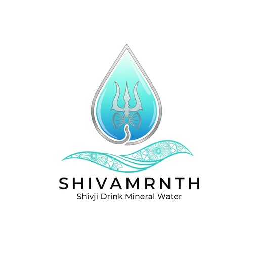 AI Design for “Design a premium vector logo for ‘SHIVAMRNTH – Shivji Drink Mineral Water’ using a minimal trishul icon merged inside a smooth translucent water droplet. Clean aqua gradients, metallic silver outlines, sacred yet modern. Typography thin, elegant, uppercase. Pure white background.”
**2. Sacred Water Wave + Mandala Line Art