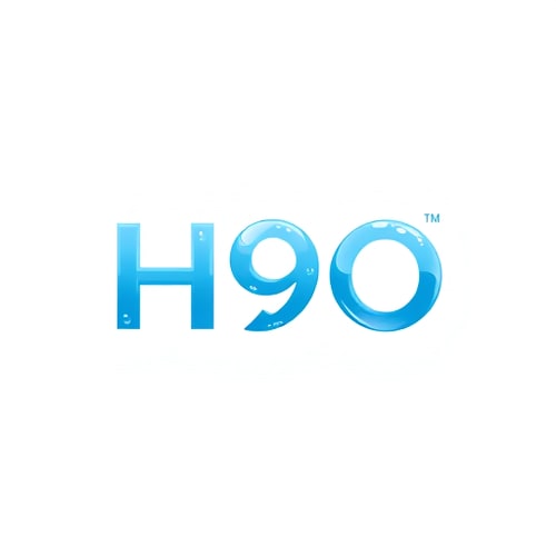 AI Design for Design a premium logo for H9O where the number “9” is stylized as a crystal-clear water droplet, while “H” and “O” remain bold modern letters. Use aqua-blue gradients with subtle reflections to emphasize freshness and purity.