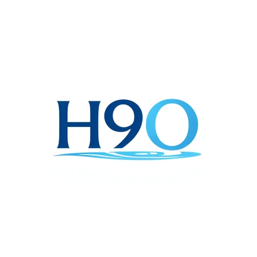 AI Design for Design a clean and minimal logo for H9O using bold sans-serif typography. Add a thin underline beneath the text shaped like a water ripple, keeping the overall style elegant and premium for bottled water branding.