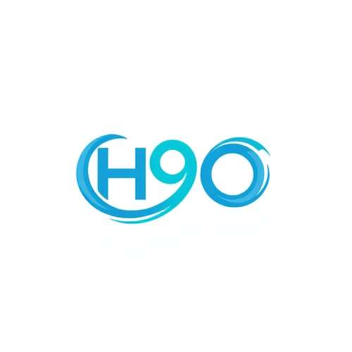 AI Design for Create a sleek logo for H9O with the number “9” shaped as a wave curling into infinity, symbolizing endless hydration and energy. Use flowing curves with a blend of blue and turquoise tones for a dynamic, modern look.