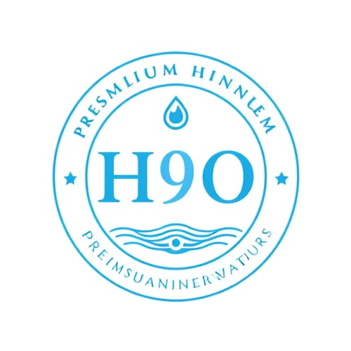 AI Design for Create a round badge-style logo for H9O. Place the text inside a circle with “Premium Mineral Water” written around it. Add a tiny drop or ripple at the center to enhance trust and authenticity.