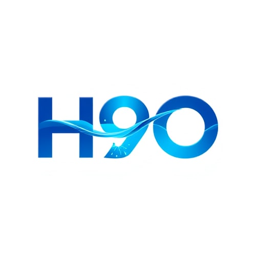 AI Design for Design a futuristic logo for H9O using bold typography with a blue gradient flow effect across the letters. Add a ripple or soft glow inside the “O” to create a feeling of depth and hydration.