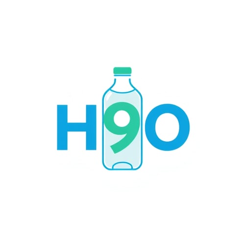 AI Design for Design a logo for H9O where the “O” is replaced with the outline of a glass water bottle. Keep the rest of the typography bold and clean, emphasizing eco-friendliness and purity.