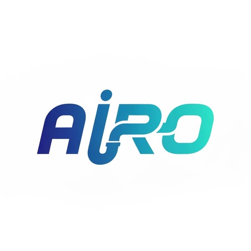 AI Design for Create a bold lettermark logo for AIRO with strong typography and a gradient transition from deep blue to aqua. The “I” and “R” should be subtly connected with a flowing line or pipe, representing water flow. The font style should be futuristic and tech-oriented, slightly italic to suggest movement. Overall mood: energetic, professional, and sleek — suitable for a tech-driven product line.