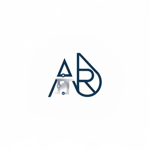 AI Design for Design a minimal and elegant monogram logo for the brand AIRO where the letters A and R merge into a single geometric symbol. The symbol should subtly resemble both a circuit and a water droplet outline, representing the fusion of AI and water purification. Keep the color palette simple — deep blue, silver, and white — and use thin, balanced lines to achieve a premium corporate tech feel.