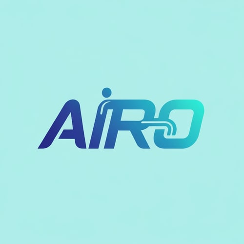AI Design for Create a bold lettermark logo for AIRO with strong typography and a gradient transition from deep blue to aqua. The “I” and “R” should be subtly connected with a flowing line or pipe, representing water flow. The font style should be futuristic and tech-oriented, slightly italic to suggest movement. Overall mood: energetic, professional, and sleek — suitable for a tech-driven product line.
