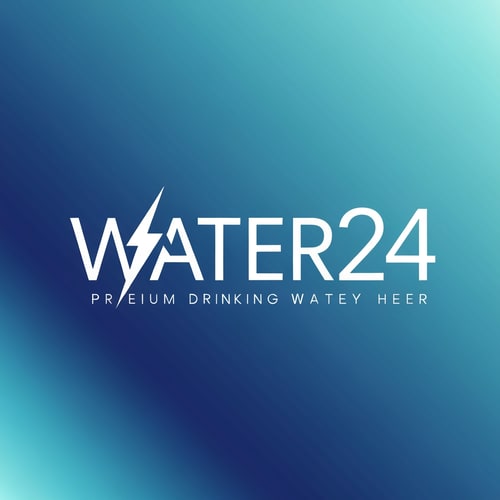 AI Design for Create a premium modern logo for a packaged drinking water brand named WATER 24.
Design a sharp geometric wordmark where the letter T subtly transforms into a lightning bolt.
Keep the typography futuristic, minimal, and high-precision.
Design “24” as a clean numeric block aligned with the energy theme.
Use aqua-blue and electric-blue tones, with white highlights.
Include perfect kerning, smooth edges, and a professional FMCG bottled-water aesthetic.
Background: smooth gradient deep blue → light aqua.
Ultra-sharp vector style, no shadows, no clutter.