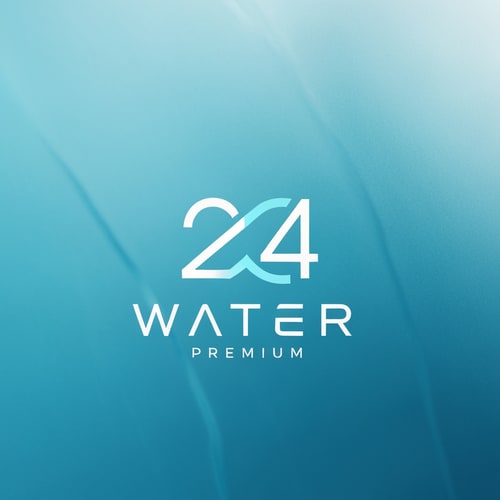 AI Design for Create a sleek minimal logo for WATER 24 where “24” is designed inside a stylized infinity loop, showing continuous purity.
WATER wordmark is futuristic, geometric, and premium.
Keep logo lightweight, minimal, and perfectly proportioned.
Colors: pure blue, soft cyan, crisp white.
No shadows, no 3D — clean vector.
Background: glassy aqua texture or gradient.