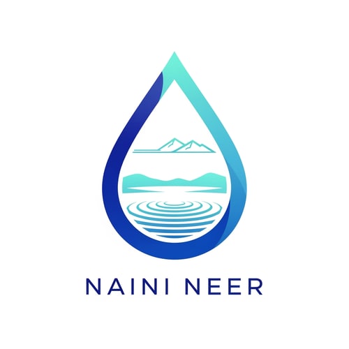 AI Design for Create a premium vector logo for the brand name “NAINI NEER”.
Concept: a sleek geometric water drop that contains a calm lake curve inside it.
Inside the drop, add one smooth horizon line and subtle ripple rings to symbolize Naini Lake.
Optional: include a minimal mountain silhouette at the top of the drop, very clean and thin.
Style: modern, minimal, flat vector, soft curves, clean symmetrical layout.
Color palette: deep blue, aqua blue, sky blue.
Typography: clean modern sans-serif for “NAINI NEER”, soft but confident.
Background: pure white.
No shadows, no textures, no 3D.
Overall feel: purity, nature, calm freshwater identity, high-quality brand.