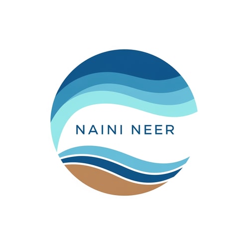 AI Design for Create a modern flat vector logo for the name “NAINI NEER”.
Concept: circular emblem inspired by the top view of Naini Lake.
Inside the circle: layered soft wave textures and a smooth shoreline curve.
Symbol should convey calm water, nature, and purity.
Style: professional, minimal, geometric, highly balanced.
Color palette: lake blue, aqua blue, soft gradients only if extremely subtle.
Typography: clean sans-serif for “NAINI NEER”, slightly rounded edges.
Background: pure white.
No shadows or 3D.
Overall look should feel friendly, trustworthy, and suitable for a water-based brand.
