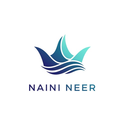 AI Design for Create a premium flat vector logo for the brand “NAINI NEER”.
Concept: three smooth curved wave shapes forming a crown-like symbol.
Waves should represent Naini Lake water, purity, and elegance.
Use dynamic, flowing lines that give a modern, energetic effect while still appearing minimal.
Style: flat vector, clean outlines, balanced symmetry, highly professional.
Color palette: deep blue + aqua gradients (very subtle).
Typography: bold modern sans-serif “NAINI NEER”, spaced evenly.
Background: pure white.
No shadows or textures.
Final logo should feel premium, fast-moving, and fresh.
