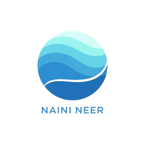 AI Design for Create a modern flat vector logo for the name “NAINI NEER”.
Concept: circular emblem inspired by the top view of Naini Lake.
Inside the circle: layered soft wave textures and a smooth shoreline curve.
Symbol should convey calm water, nature, and purity.
Style: professional, minimal, geometric, highly balanced.
Color palette: lake blue, aqua blue, soft gradients only if extremely subtle.
Typography: clean sans-serif for “NAINI NEER”, slightly rounded edges.
Background: pure white.
No shadows or 3D.
Overall look should feel friendly, trustworthy, and suitable for a water-based brand.