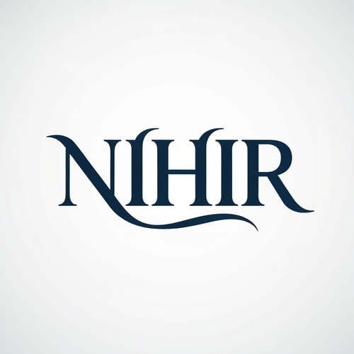 AI Design for Design a premium logo for "NIHIR" using a bold classy serif typography.

Create custom letterforms with soft flowing curves inspired by controlled water movement.
- Slight curvature in terminals (end strokes)
- Smooth transitions in letters like N, H, and R
- Add subtle thickness variation (thick → thin → thick)

Special detail:
- Extend the tail of "R" into a refined fluid curve
- Keep flow calm and engineered, not decorative

Style:
- Luxury, minimal, high-end
- Clean and balanced composition

Color:
- Deep navy blue (#0A1F44) with very subtle aqua highlight

Background:
- White or soft premium gradient

Lighting:
- Soft, controlled studio light