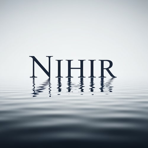 AI Design for Design a premium logo for "NIHIR" using elegant serif typography with reflection.

Typography:
- Clean, high-end serif font
- Center aligned

Water effect:
- Add a soft reflection below the text
- Reflection slightly blurred and faded
- Perfect symmetry

Important:
- No waves, no distortion
- Only calm water surface reflection

Style:
- Luxury, calm, minimal

Color:
- Deep navy or monochrome

Background:
- Light gradient or dark premium background

Lighting:
- Soft cinematic lighting