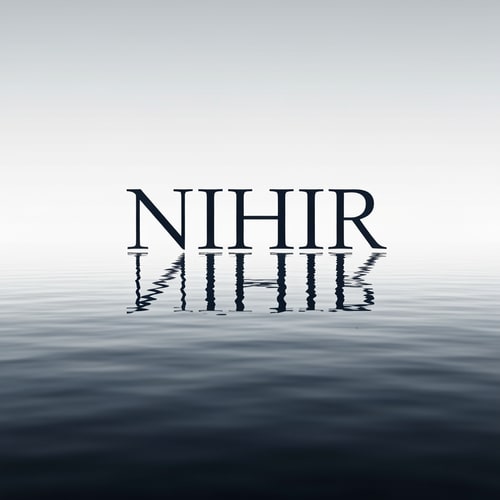 AI Design for Design a premium logo for "NIHIR" using elegant serif typography with reflection.

Typography:
- Clean, high-end serif font
- Center aligned

Water effect:
- Add a soft reflection below the text
- Reflection slightly blurred and faded
- Perfect symmetry

Important:
- No waves, no distortion
- Only calm water surface reflection

Style:
- Luxury, calm, minimal

Color:
- Deep navy or monochrome

Background:
- Light gradient or dark premium background

Lighting:
- Soft cinematic lighting