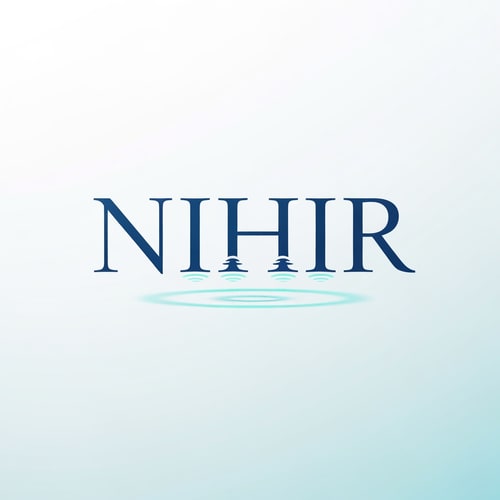 AI Design for Design a minimal premium logo for "NIHIR" using elegant serif typography.

Typography:
- Clean bold serif font
- Balanced and refined

Water concept:
- Add a very subtle ripple interaction
- Either:
  • small ripple rings below text
  OR
  • slight distortion in baseline of letters

Important:
- Ripple must be extremely minimal and only visible on close observation

Style:
- Scientific, calm, minimal luxury

Color:
- Deep blue with soft aqua accent

Background:
- White or light gradient

Lighting:
- Flat or very soft glow