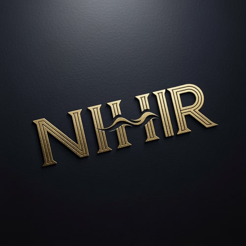 AI Design for Design a luxury logo for "NIHIR" using a bold serif font with engraved styling.

Typography:
- Strong classic serif structure
- Perfect spacing and alignment
- Slight smoothing of inner curves

Water integration:
- Add a very subtle wave cut inside one letter (N or H)
- Keep the effect hidden and minimal

Material effect:
- Embossed or engraved appearance
- Optional gold foil or metallic finish

Style:
- Premium, timeless, corporate luxury

Color:
- Gold on dark background OR deep navy monochrome

Background:
- Textured premium paper or matte dark surface

Lighting:
- Soft highlights, no harsh reflections