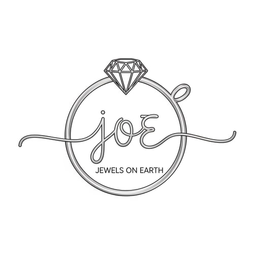 AI Design for 1. CONTEXT
You are designing a premium jewelry-style monogram logo for Jewels On Earth. The client wants the letters JOE written in continuous cursive, enclosed inside a circular pendant-like shape, with a diamond element on top.
2. TASK
Create a continuous cursive monogram “JOE” inside a circle frame, designed like a jewelry pendant. Add a diamond on top of the circle and a small pendant loop (pin) on the right top.
3. INSTRUCTION
Write J O E in one flowing, continuous signature-style cursive stroke.
Place the entire text inside a perfect circular outline (like a jewelry locket/pendant).
Add a geometric diamond on the top center of the circle.
Diamond should be faceted and premium, not cartoonish.
Add a small pendant loop / ring on the top-right side of the circle (as shown in sketch).
Maintain smooth luxury curves inside the circle.
Keep strokes elegant, thin, premium, with high-end jewelry aesthetics.
Use metallic colors: gold, rose gold, or platinum.
Keep background clean, vector-style, no textures, no mockups.
Everything must look like a premium jewelry logo.
4. DATA
Brand: Jewels On Earth
Monogram: JOE (continuous cursive)
Frame: Circular pendant outline
Top Element: Diamond shape (geometric facets)
Extra Element: Pendant loop/pin on top-right
Colors:
Gold #D4AF37
Rose Gold #B76E79
Platinum #E5E7EB
Style: Luxury cursive, pendant-style logo
Output: High-resolution vector logo