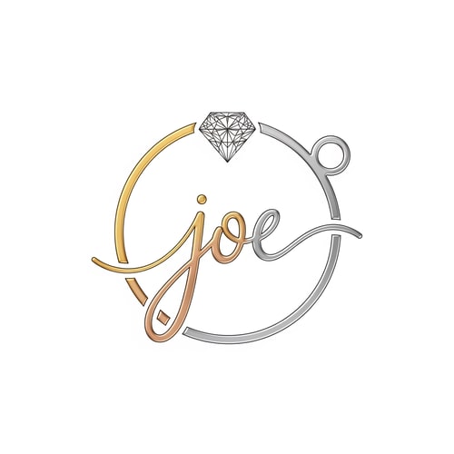 AI Design for 1. CONTEXT
You are designing a premium jewelry-style monogram logo for Jewels On Earth. The client wants the letters JOE written in continuous cursive, enclosed inside a circular pendant-like shape, with a diamond element on top.
2. TASK
Create a continuous cursive monogram “JOE” inside a circle frame, designed like a jewelry pendant. Add a diamond on top of the circle and a small pendant loop (pin) on the right top.
3. INSTRUCTION
Write J O E in one flowing, continuous signature-style cursive stroke.
Place the entire text inside a perfect circular outline (like a jewelry locket/pendant).
Add a geometric diamond on the top center of the circle.
Diamond should be faceted and premium, not cartoonish.
Add a small pendant loop / ring on the top-right side of the circle (as shown in sketch).
Maintain smooth luxury curves inside the circle.
Keep strokes elegant, thin, premium, with high-end jewelry aesthetics.
Use metallic colors: gold, rose gold, or platinum.
Keep background clean, vector-style, no textures, no mockups.
Everything must look like a premium jewelry logo.
4. DATA
Brand: Jewels On Earth
Monogram: JOE (continuous cursive)
Frame: Circular pendant outline
Top Element: Diamond shape (geometric facets)
Extra Element: Pendant loop/pin on top-right
Colors:
Gold #D4AF37
Rose Gold #B76E79
Platinum #E5E7EB
Style: Luxury cursive, pendant-style logo
Output: High-resolution vector logo