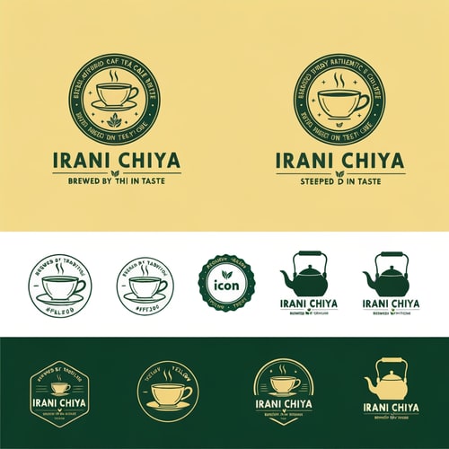AI Design for “Create a modern, eye-catching logo for a café brand called Irani Chiya. The logo should strongly represent authentic tea culture with bold tea vibes. Include the slogan: ‘BREWED BY TRADITION, STEEPED IN TASTE’.
Use a clean, minimal yet premium design style. Incorporate elements like a steaming tea cup, tea leaves, or a traditional Irani tea kettle, but keep the design modern, iconic, and brandable.
Primary brand colors must be: Green #0D8140 and Yellow #FFF200 — use them prominently for contrast, vibrance, and recognition.
Typography should be bold, slightly vintage, and highly readable to match Irani chai heritage. The overall logo should feel warm, inviting, and memorable.
Generate variations including emblem style, icon-focused, badge-style, and wordmark versions with the slogan.”
