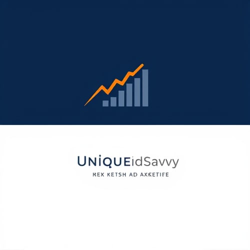 AI Design for Create a professional, trustworthy logo for Unique Ad Savvy, a performance marketing company. The logo should feature clean, minimal design elements such as arrows, graphs, or digital grids to represent growth and precision. Use a balanced color palette of navy blue, dark grey, and subtle orange highlights to communicate authority, reliability, and expertise.