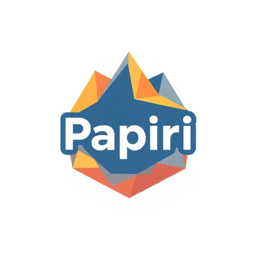 AI Design for logo for the Polygon paper figures brand named: "Papirić"