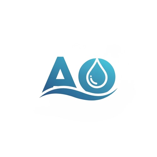 AI Design for Typography-focused logo using wide, clean, futuristic lettering. The crossbar of “A” slightly lowered and shaped as a water wave. The “O” replaced with a solid droplet outline filled with gradient glow. Monotone vector finish ideal for branding.