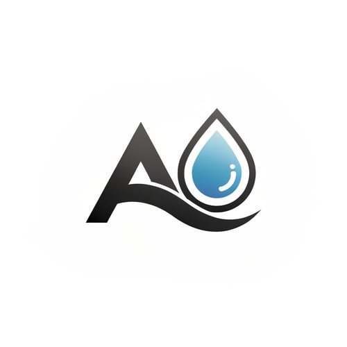 AI Design for Typography-focused logo using wide, clean, futuristic lettering. The crossbar of “A” slightly lowered and shaped as a water wave. The “O” replaced with a solid droplet outline filled with gradient glow. Monotone vector finish ideal for branding.