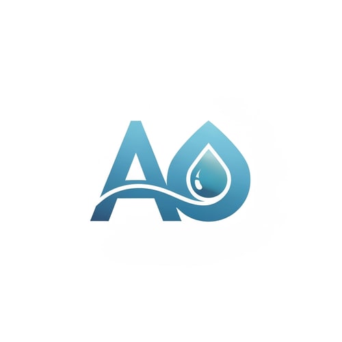 AI Design for Typography-focused logo using wide, clean, futuristic lettering. The crossbar of “A” slightly lowered and shaped as a water wave. The “O” replaced with a solid droplet outline filled with gradient glow. Monotone vector finish ideal for branding.