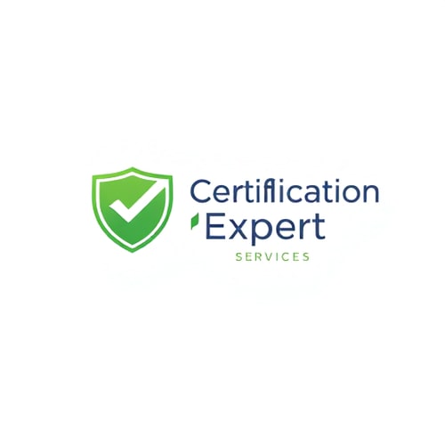 AI Design for Minimal and modern logo design for a company named "Certification Expert Services". Use a sleek shield with a checkmark inside as the main icon, symbolizing trust, security, and success. The shield should be green and the checkmark white. Place the company name to the right in bold, clean sans-serif font. Use dark navy blue for "Certification Expert" and light gray for "Services". Design in a flat, vector style with a white background. Perfect for business and social media profile use.