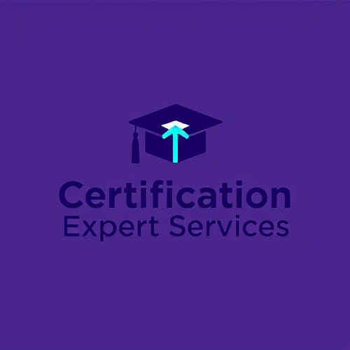 AI Design for Create a clean, modern logo for "Certification Expert Services" featuring a minimal graduation cap combined with an upward pointing arrow, symbolizing career growth and success. Use deep purple and teal or cyan colors to create a premium yet approachable look. Keep the design flat, vector style, and pair with a bold, geometric sans-serif font for the text. Ideal for attracting students and young professionals.